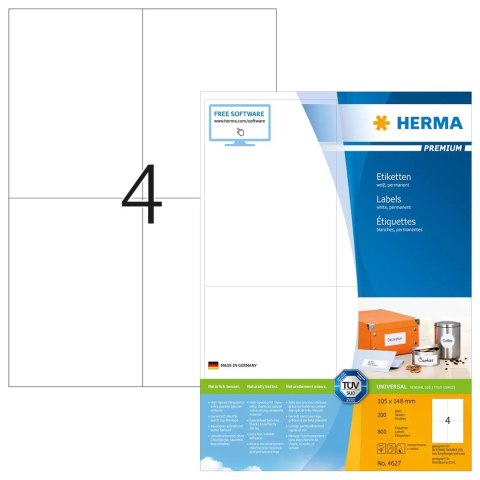 HERMA 4627 samoprzylepne etykiety Prostokąt Na stałe Biały 800 szt.