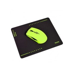 Port Connect Wireless Neon Mouse + Mousepad Lime