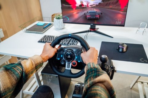 Logitech G 991-000539 kontroler gier Aluminium, Czarny USB Kierownica + pedały + zestaw słuchawkowy PC, PlayStation 4, PlayStati