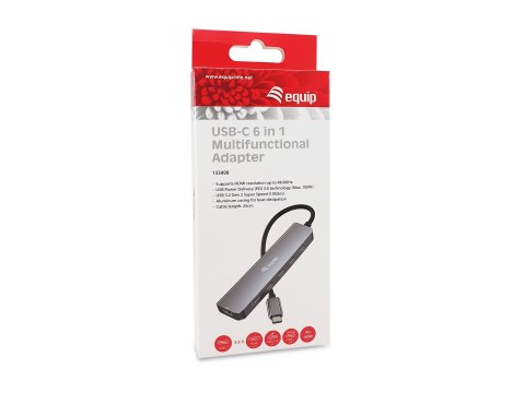 Adapter USB Equip 133499 6w1 USB 3.2 Gen 2 (3.1 Gen 2) Type-C Szary