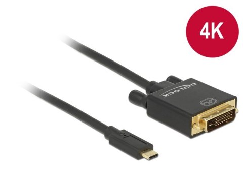 DeLOCK 2m, USB-C/DVI 24+1 zewnętrzna karta graficzna usb 3840 x 2160 px Czarny