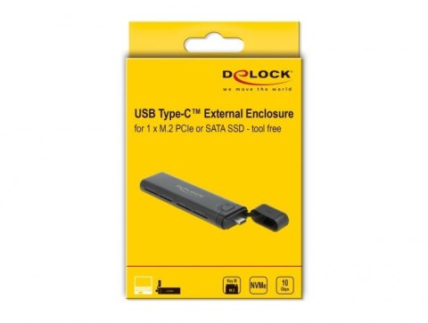 DeLOCK Obudowa zewnętrzna USB Type-C na M.2 NVMe PCIe lub SATA SSD - Beznarzędziowa