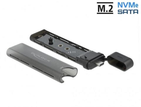 DeLOCK Obudowa zewnętrzna USB Type-C na M.2 NVMe PCIe lub SATA SSD - Beznarzędziowa