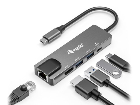 Equip 133489 stacja dokująca Przewodowa USB 3.2 Gen 1 (3.1 Gen 1) Type-C Szary