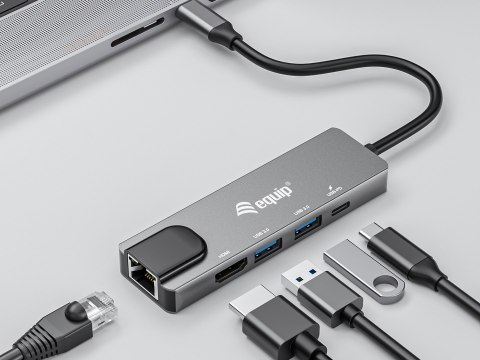 Equip 133489 stacja dokująca Przewodowa USB 3.2 Gen 1 (3.1 Gen 1) Type-C Szary