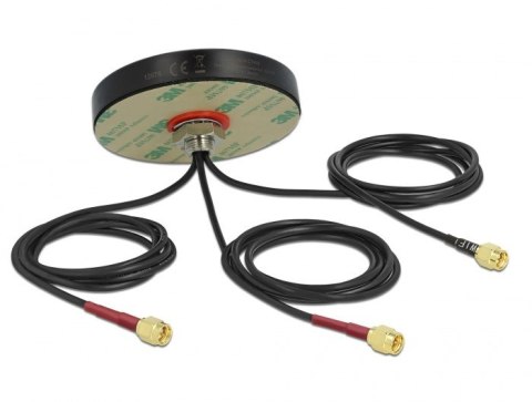 DeLOCK Antena dwupasmowa LTE MIMO WLAN 802.11 ac/ax/a/h/b/g/n 3 x SMA męski RG-174 1 m montaż na śruby, polowa, czarna