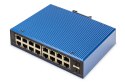 Digitus Przemysłowy zarządzalny przełącznik Gigabit Ethernet L2, 16+2 porty