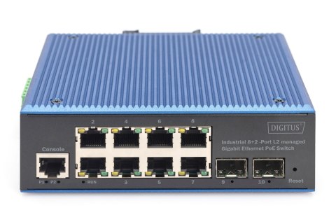 Digitus Przemysłowy 8+2 portowy zarządzalny przełącznik Gigabit Ethernet PoE L2