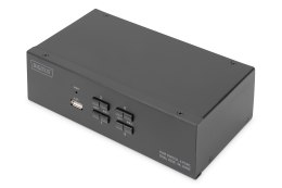 Digitus Przełącznik KVM, 4-portowy, obsługa dwóch monitorów, 4K, HDMI®