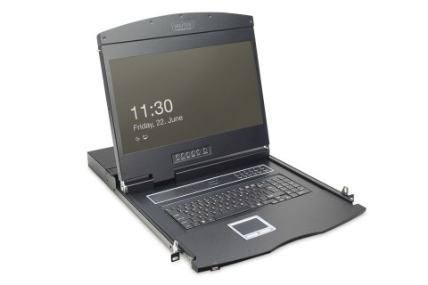 Konsola modularna KVM 19'' LCD TFT, 16 portów VGA, touchpad, klawiatura GE, czarny