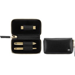Zestaw do manicure Zwilling Twinox Gold Edition - czarne, skórzane etui, 3 elementy - Czarny