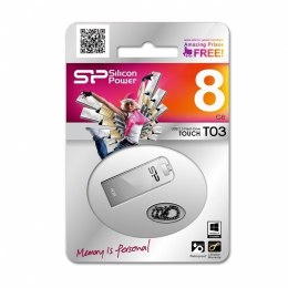 Silicon Power Touch T03 8 GB, USB 2.0, Silver