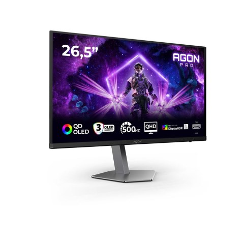 AOC AGON PRO AG276QKD2 monitor komputerowy 67,3 cm (26.5") 2560 x 1440 px Quad HD QD-OLED Czarny, Szary