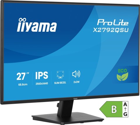 Iiyama ProLite X2792QSU-B1 monitor komputerowy 68,6 cm (27") 2560 x 1440 px Quad HD LED Czarny