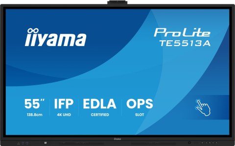 Iiyama TE5513A-B2AG signage display Interaktywny płaski panel 138,7 cm (54.6") Wi-Fi 500 cd/m2 4K Ultra HD Czarny Ekran dotykowy