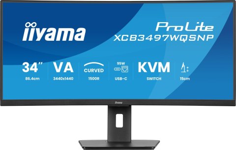 Monitor iiyama XCB3497WQSNP-B1 34" - Płaski ekran - 86,4 cm