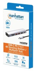 Manhattan 153966 stacja dokująca Przewodowa USB 3.2 Gen 2 (3.1 Gen 2) Type-C Srebrny