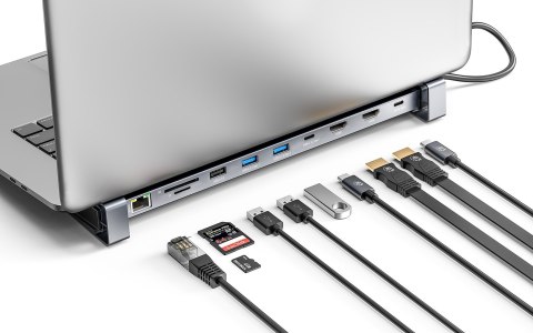 Manhattan 190398 stacja dokująca Przewodowa USB 3.2 Gen 1 (3.1 Gen 1) Type-C Szary