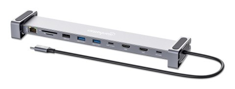 Manhattan 190398 stacja dokująca Przewodowa USB 3.2 Gen 1 (3.1 Gen 1) Type-C Szary