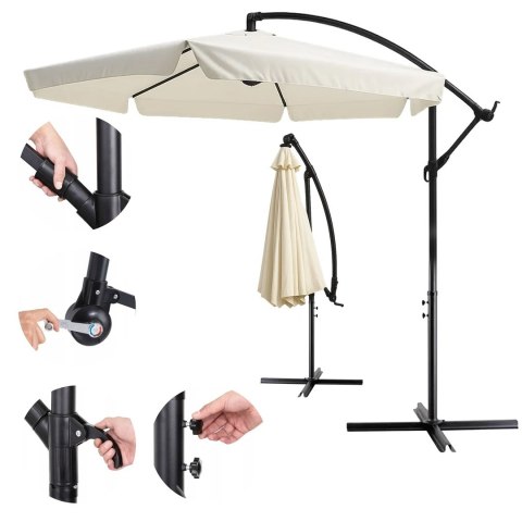 Extralink Black Forest Garden Umbrella with Side Panels, Large 3m Beige Cantilever Parasolowy do patio ze wspornikiem Sześciokąt