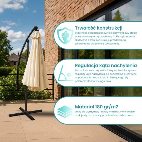 Extralink Black Forest Garden Umbrella with Side Panels, Large 3m Beige Cantilever Parasolowy do patio ze wspornikiem Sześciokąt