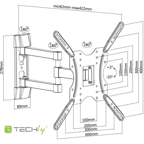 Techly ICA-PLB 136E uchwyt do telewizorów 139,7 cm (55") Czarny