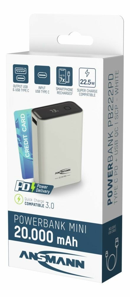 Ansmann PB222PD Litowo-polimerowy (LiPo) 20000 mAh Biały