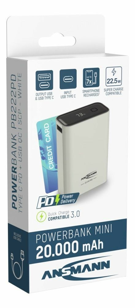 Ansmann PB222PD Litowo-polimerowy (LiPo) 20000 mAh Biały