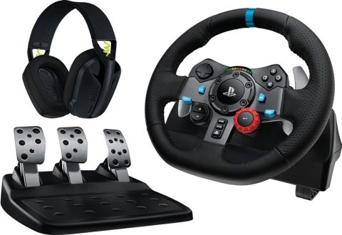 Logitech G 991-000539 kontroler gier Aluminium, Czarny USB Kierownica + pedały + zestaw słuchawkowy PC, PlayStation 4, PlayStati