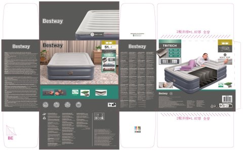 Bestway 6713I / 23 dmuchany materac Podwójny materac Szary Unisex