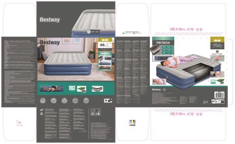 Bestway 67630 / 23 dmuchany materac Podwójny materac Niebieski, Biały Unisex
