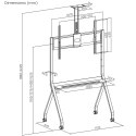MACLEAN STAND / WÓZEK DO TV, PÓŁKA NA KAMERĘ, NA KÓŁKACH, 55-100", MAX. OBCIĄŻENIE 120KG/10KG PÓŁKA, MAX. VESA 900X600 MC-114