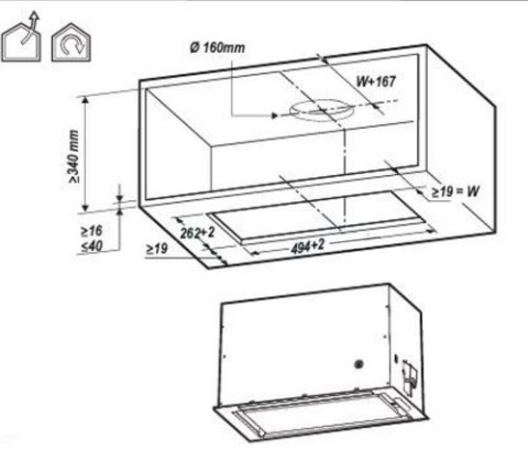 Okap do zabudowy ELICA LANE 72 cm | sterowanie dotykowe | LED | czarny