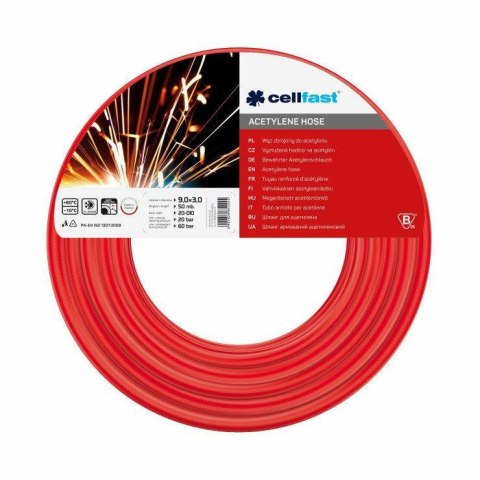 Wąż do ACETYLENU CellFast CF20010R 0,9cmx0,3cmx50m