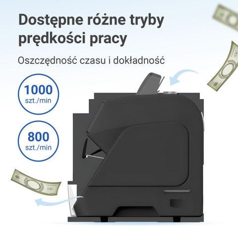 Liczarka banknotów Extralink LOCKSTAR EX.29140 X-1000 UV, IR, MG, CIS Czarna