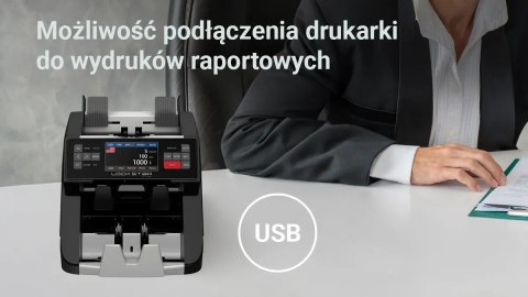 Liczarka banknotów Extralink LOCKSTAR EX.29140 X-1000 UV, IR, MG, CIS Czarna