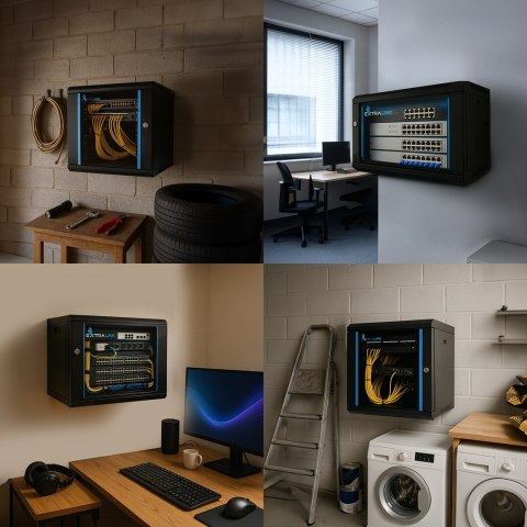 Extralink LITE 4U 530X400 WALL-MOUNTED RACKMOUNT CABINET BLACK Stojak wolnostojący/ścienny/podłogowy Czarny