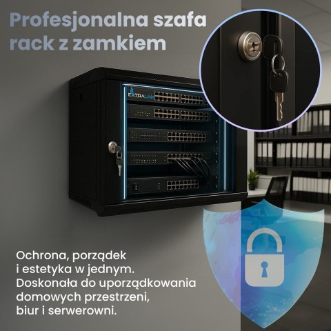 Extralink LITE 4U 530X400 WALL-MOUNTED RACKMOUNT CABINET BLACK Stojak wolnostojący/ścienny/podłogowy Czarny