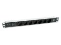 Equip 333315 rozdzielacz zasilania PDU 7 x gniazdo sieciowe 1U Czarny, Srebrny