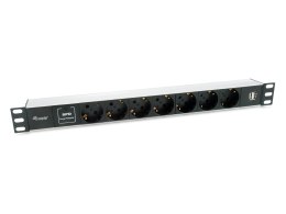 Equip 333315 rozdzielacz zasilania PDU 7 x gniazdo sieciowe 1U Czarny, Srebrny