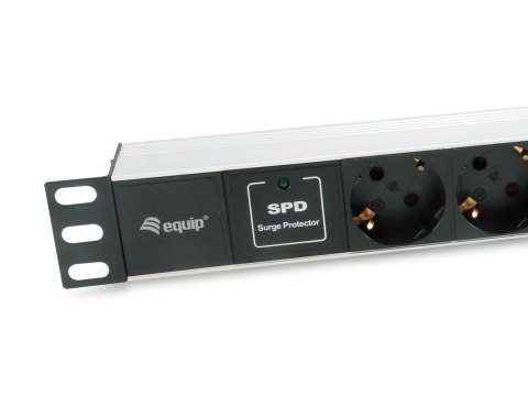 Equip 333315 rozdzielacz zasilania PDU 7 x gniazdo sieciowe 1U Czarny, Srebrny