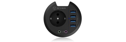 ICY BOX IB-HUB1430 gniazdko elektryczne Czarny