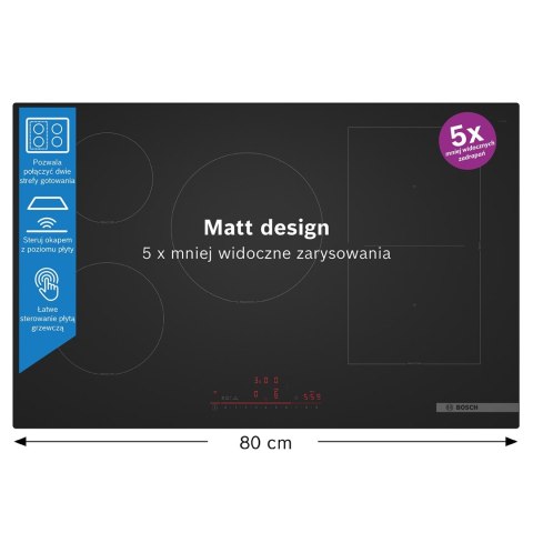 Płyta indukcyjna Bosch PVW81CHB1E Serie 6 80 cm | 5 pól | PowerBoost | CombiZone | czarny mat | bezramkowa