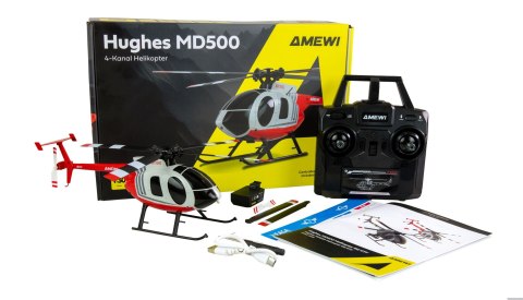 Helikopter RC Amewi MD500 Li-Po Bateria 350mAh srebrny/czerwony