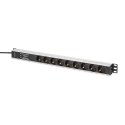 Digitus DN-95438 rozdzielacz zasilania PDU 9 x gniazdo sieciowe 1U Czarny, Srebrny