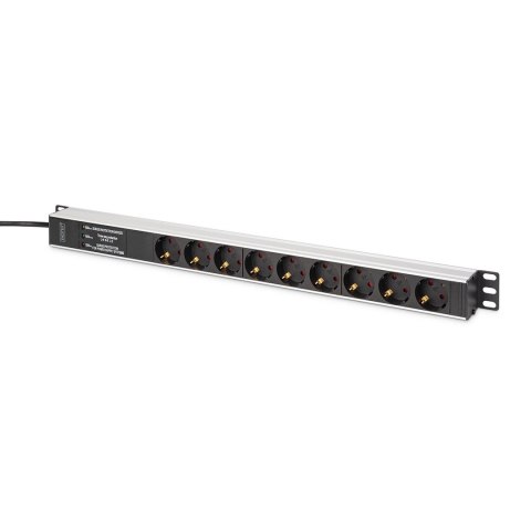 Digitus DN-95438 rozdzielacz zasilania PDU 9 x gniazdo sieciowe 1U Czarny, Srebrny