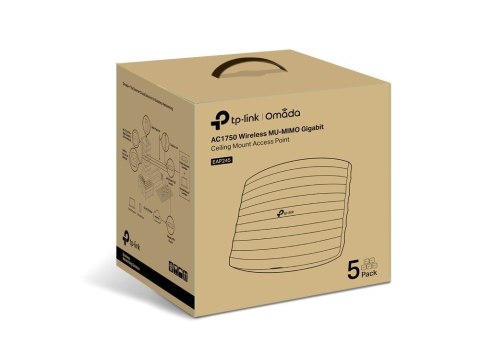 TP-Link Omada EAP245(5-PACK) punkt dostępowy WLAN 1750 Mbit/s Biały Obsługa PoE