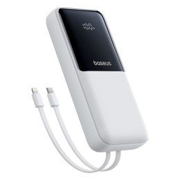 Powerbank 20000mAh 22.5W USB-A USB-C z wbudowanymi kablami USB-C iPhone Lightning - biały