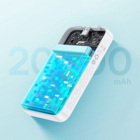 Powerbank magnetyczny 20000mAh 20W EnerFill FM41 z kablem USB-C 30cm - biały