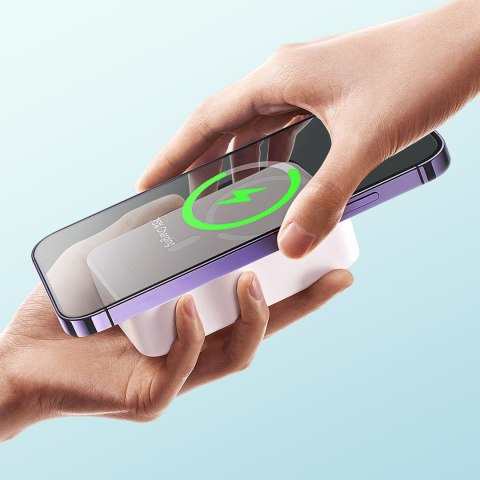 Powerbank magnetyczny 20000mAh 20W EnerFill FM41 z kablem USB-C 30cm - biały